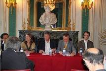 Philippe Chantepie, Maris Gouyon, Pascal Rogard, Georges-François Hirsch, Antoine Doré © SACD. Philippe Chantepie, Maris Gouyon, Pascal Rogard, Georges-François Hirsch, Antoine Doré © SACD.