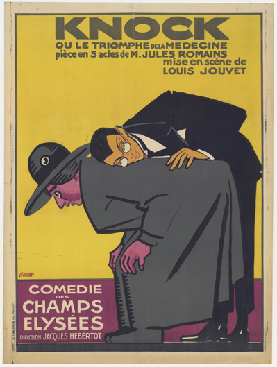 "Knock ou le triomphe de la médecine" de Jules Romains. Mise en scène de Louis Jouvet. Lithographie de Bernard Bécan, 1923 © BnF, département de la Musique, Bibliothèque-musée de l'Opéra. "Knock ou le triomphe de la médecine" de Jules Romains. Mise en scène de Louis Jouvet. Lithographie de Bernard Bécan, 1923 © BnF, département de la Musique, Bibliothèque-musée de l'Opéra.