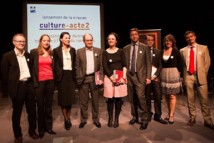 Aurélie Filippetti, Pierre Lescure et les membres de la mission © David Millier/MCC.