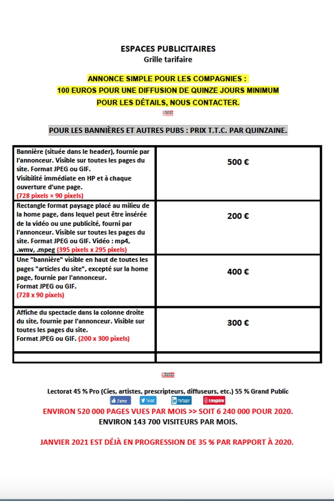 Comment passer une annonce dans La Revue du Spectacle... Pour un faible coût ! Comment passer une annonce dans La Revue du Spectacle... Pour un faible coût !