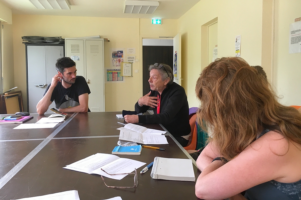 Atelier slam poésie : Julien Barret et Claude Bonin © Gil Chauveau.